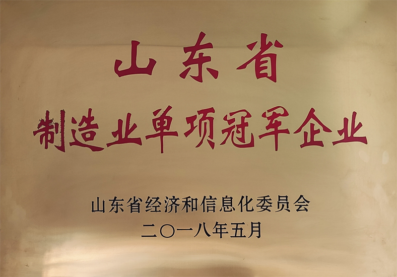 盛瀚榮登首批山東省制造業(yè)單項(xiàng)冠軍榜單